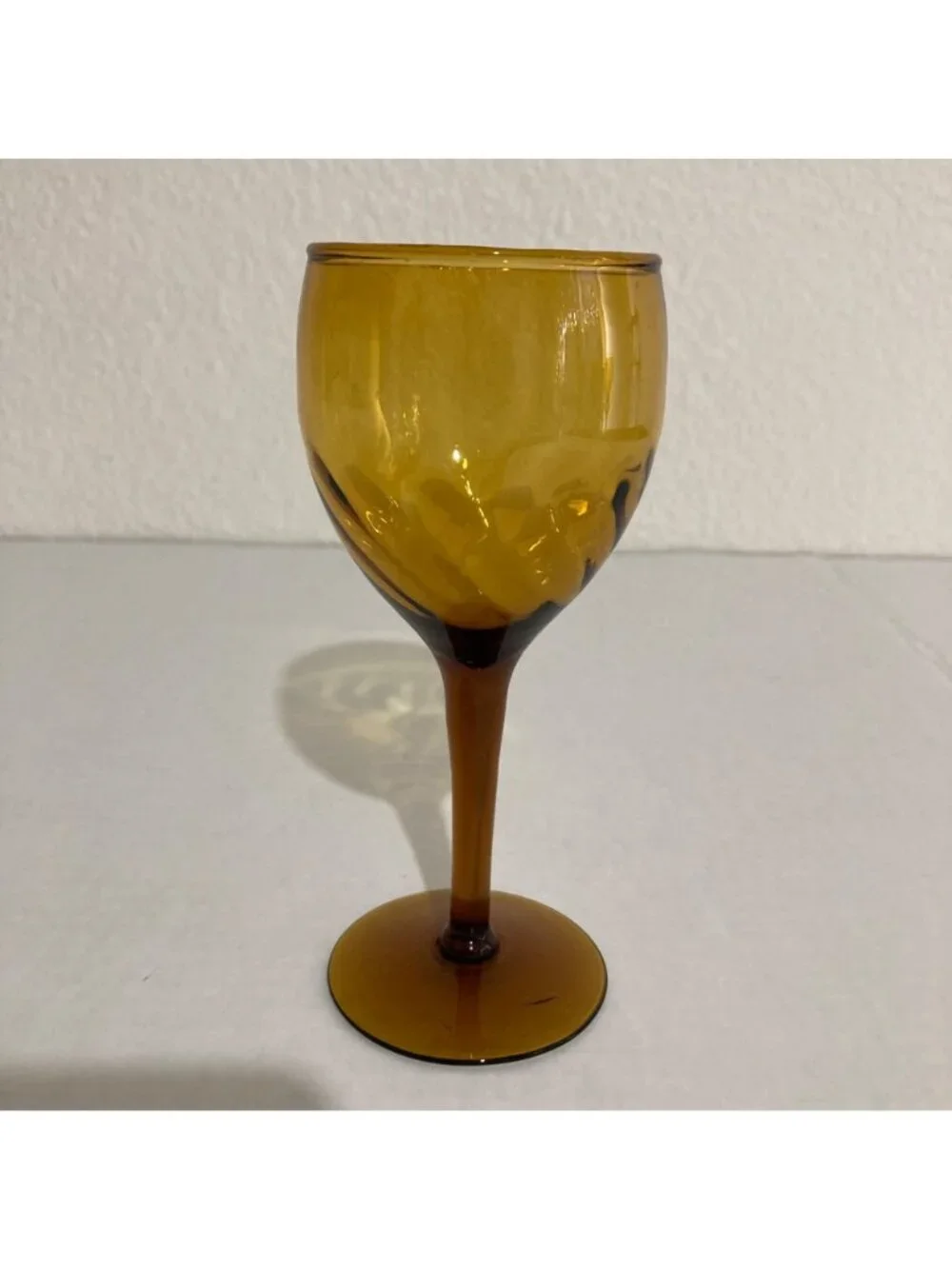 Vintage Amber Glass Empoli Style Wine Cordial Glasses Set Of 4